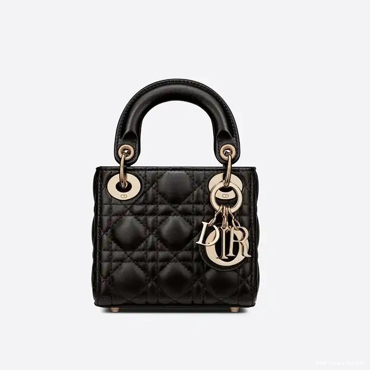 Micro Lambskin Lady Black Dior Cannage Bag 0502 Luxury